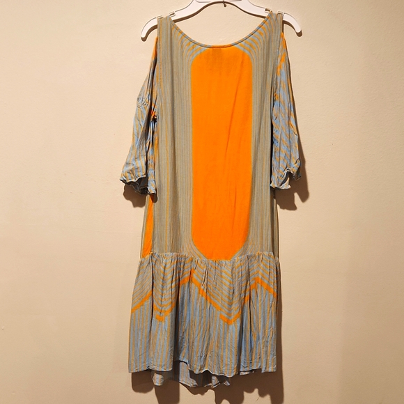 ❤️ FARM RIO COLD SHOULDER DROP WAIST MINI DRESS / TUNIC TOP, SMALL - Picture 7 of 8